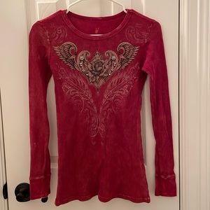 Boutique Distressed Red Top
